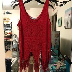 Lace fringe top